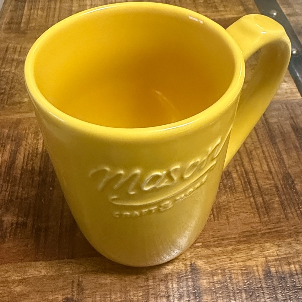 Mason Craft & More Ceramic Coffee Mug Yellow Raised Logo